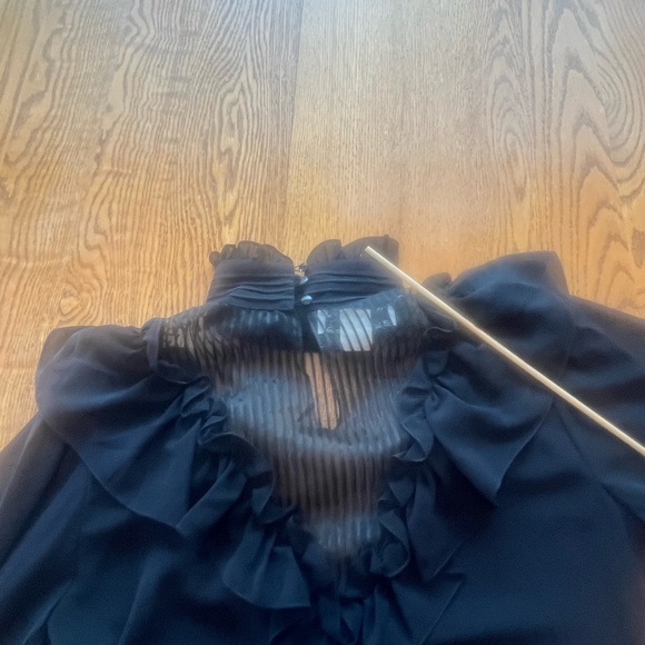 Vintage 80’s Black Frilly Ruffle Sheer Marie Claire CA Dress 9/10 Fairy Goth - Picture 15 of 16